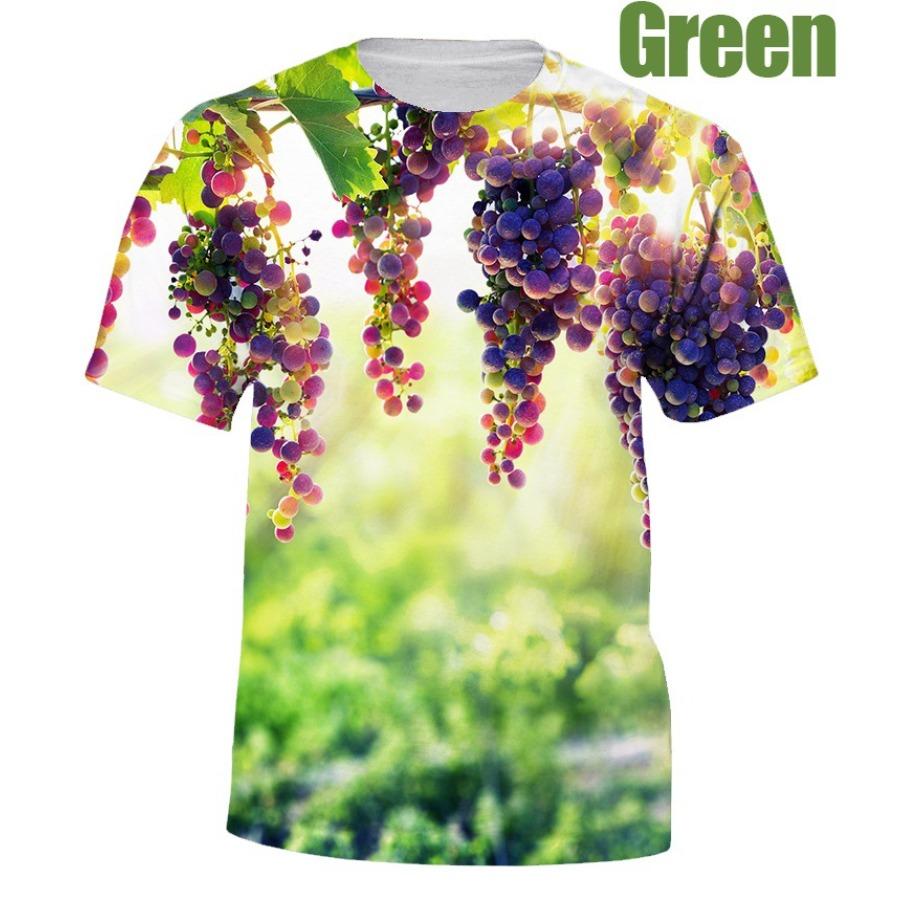 

Мужская футболка Grape Series, летняя футболка с коротким рукавом и фруктовым принтом, футболки с 3D принтом, мужские футболки, повседневная одежда L зелёный