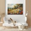 Wildflower Field Cat Sparrow Farm House Painting Posters and Prints Canvas Printing Rustic Retro Wall Art Picture for Home Decor