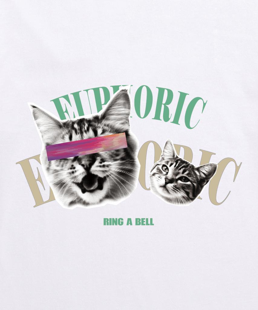 VANNWORKS Euphoric Cat Oversized Short Sleeve T-Shirt (Vs0127) White