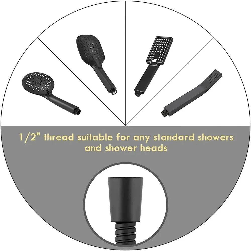 New Extendable Garden Hose 1.5/2M Black SUS304 Flexible Shower Pipe Bathroom Extension Water Pull Accessories Pipes Hoses Home