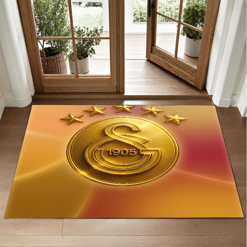 Galatasaray FC Design Crystal Velvet Rug Soft Decorative Mat for Bedroom Entrance
