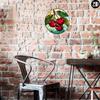 Vintage Style Round Metal Wall Decor Iron Tin Art Sign Cherry Wreath Home Cafe Bar