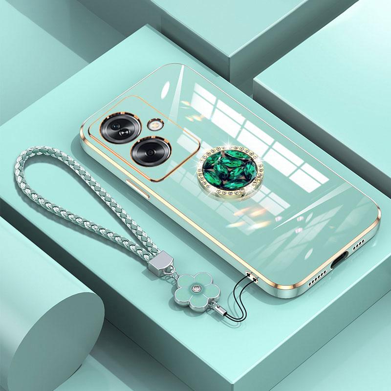 Custodia A79 5G Lussuosa Cover con Anello di Diamanti Per OPPO A79 5G A93 A38 4G Realme C33 C35 C55 Custodia per Telefono con Cordino Custodia Placcata A 79