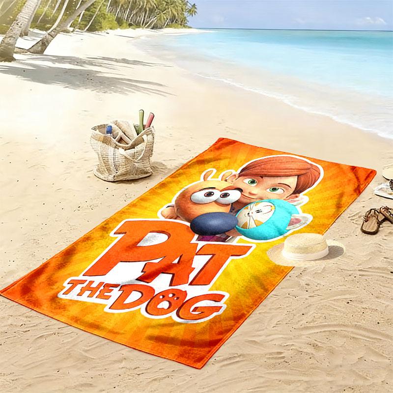 Pat the Dog Print Beach Towel, Large Soft Quick Dry Towel for Beach Camping Swimming