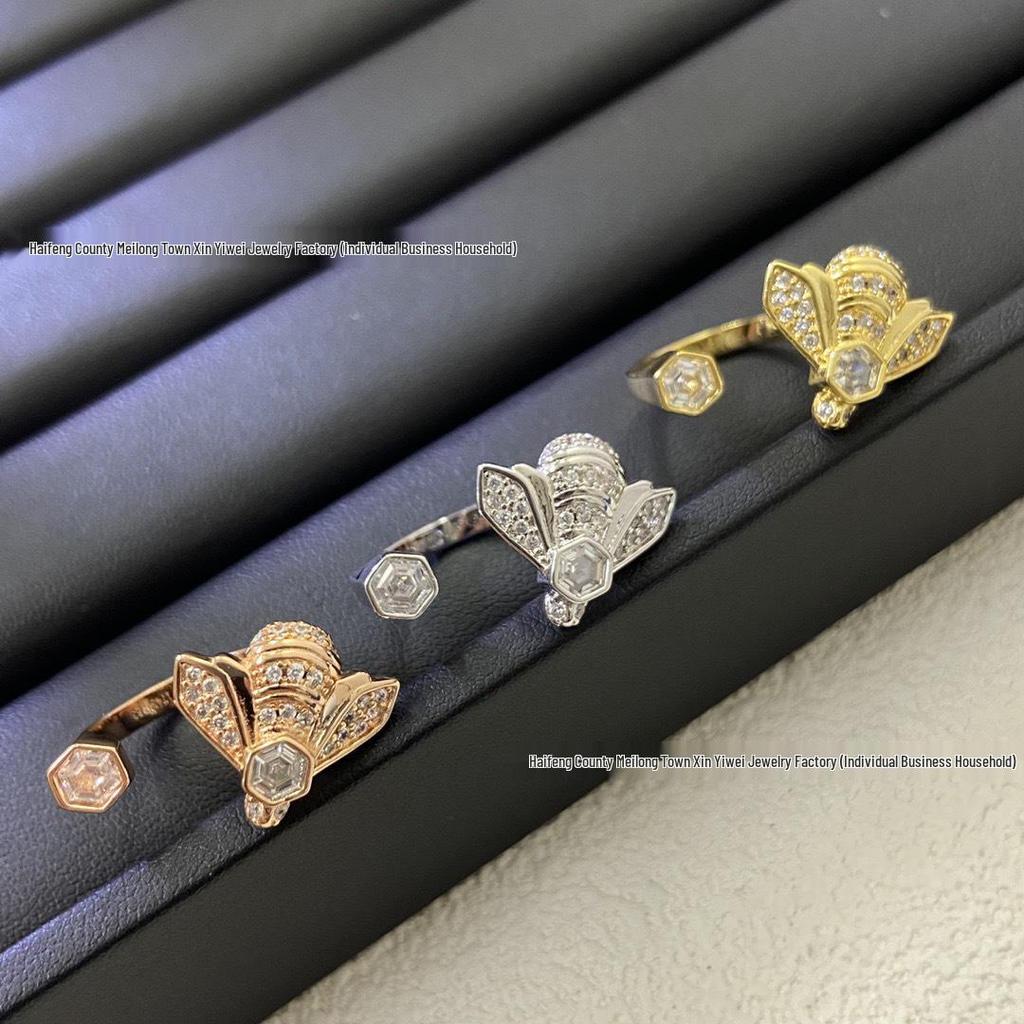 Elegant Shangmei Gold Bee Open Ring for Women