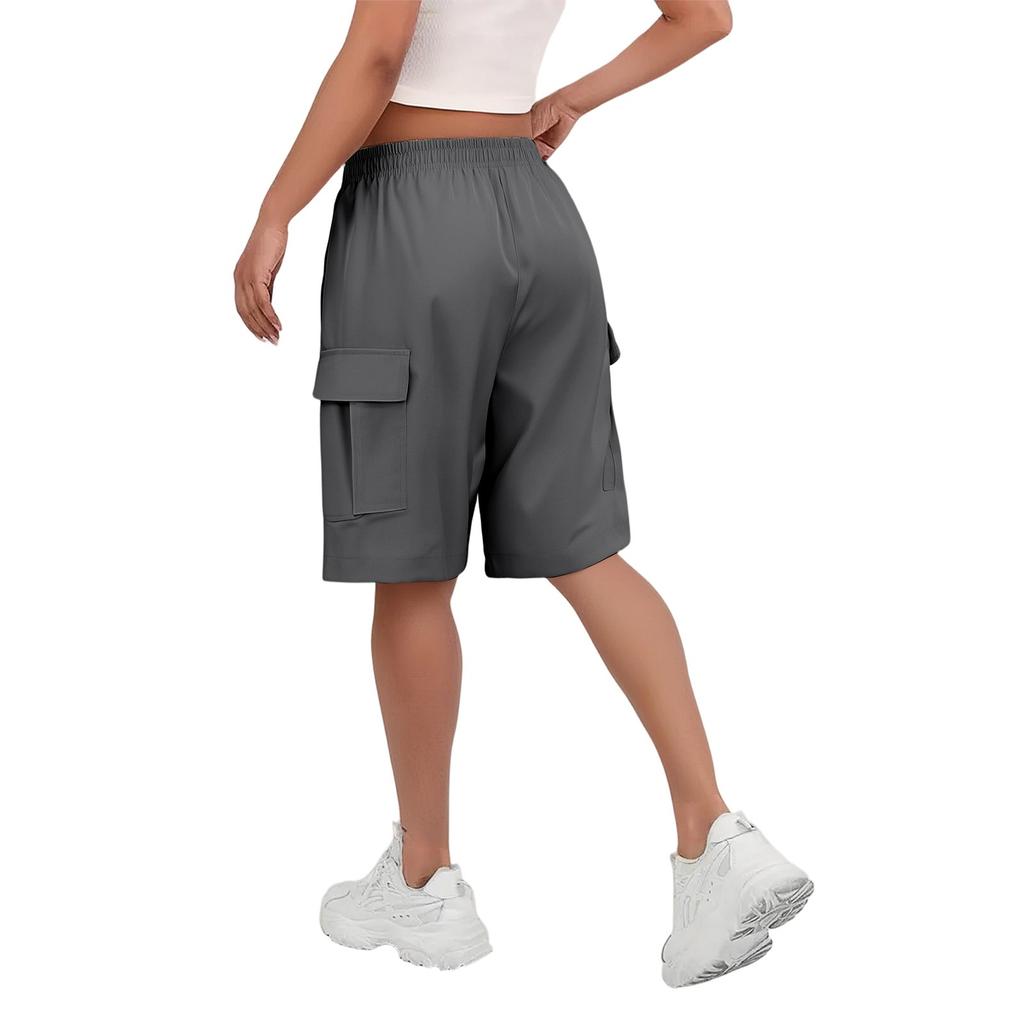 Damesommerarbeidsbukser er løse, komfortable, avslappede, moteriktige med flere lommer og ensfargede shorts