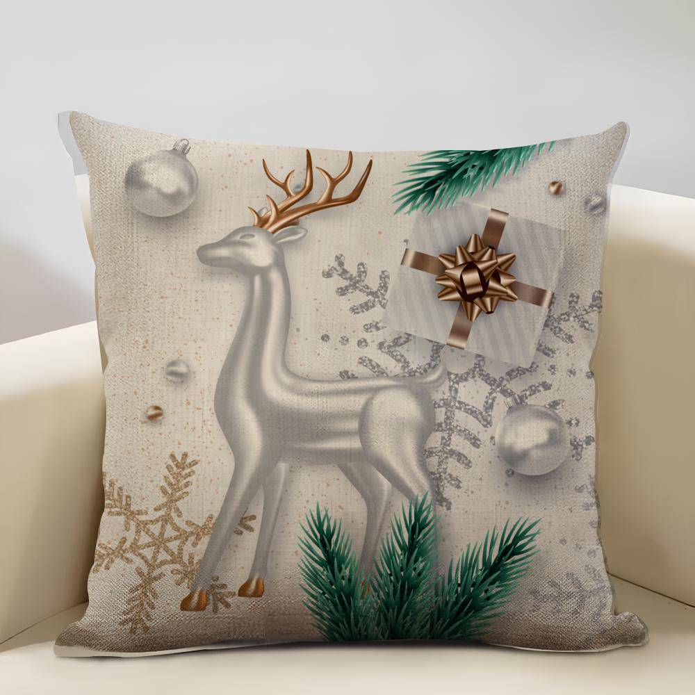 Blue And Green Snowflake Christmas Cushion Cover Household Decoration Linen Sofa Cushion Cover: Skin-Friendly & Breathable With