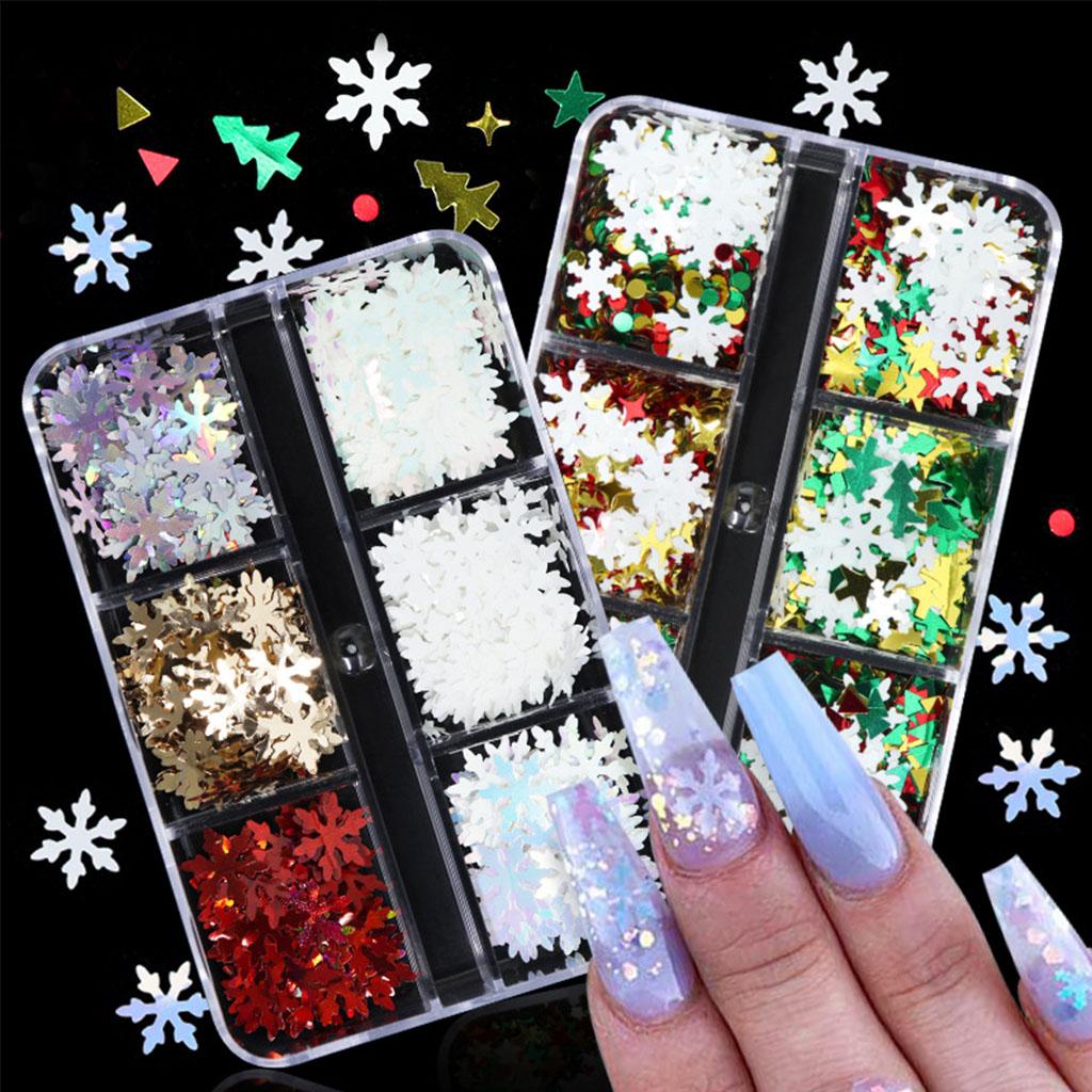 Glitter Snowflake Sequin Snowflakes Nail Art Christmas Nail Sequins Sparkly Snow