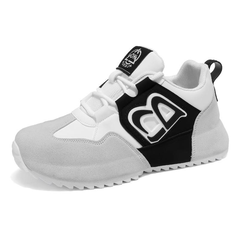 

Autumn and winter new men s shoes platform heightening retro casual sports shoes men s black and white running dad shoes trendy shoes 39