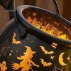 Outdoor Halloween Decorations Witch Cauldron Garden Light, Metal Yard Stake with LED String Pathway Lights Lights, Waterproof Pot Statue for Lawn Path