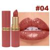Nude Pink Luxurious Metallic Glitter Lipstick Long-Lasting Waterproof Non-Fade Shimmery Pearl Sparkling Brown Lip Gloss Makeup