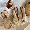 Straw Tote Bag Shoulder Bag Women'S  New Summer Woven Beach Bag Hollow Bag Women'S Beach Vacation Travel Handmade Shopping Commuting Shopping School