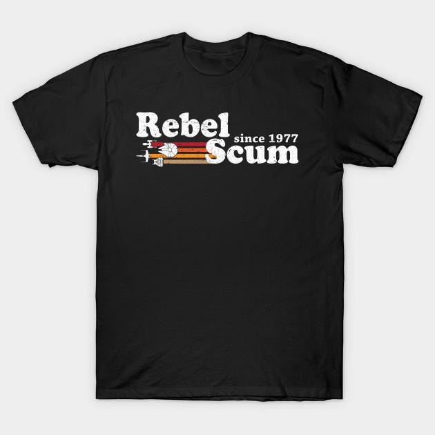

Men Black Print T-shirt Rebel Scum Since 1977 No-Cut Transfer Paper Print Cotton Tshirt 4XL чёрный