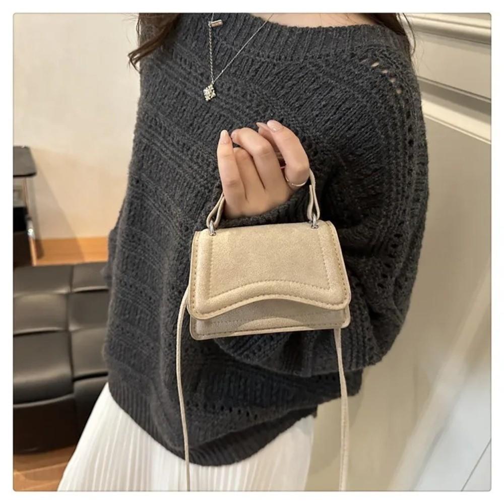 Fashion Suede Crossbody Bag Square Shape Solid Color Small Handbag Mini Shoulder Bag Daily Use