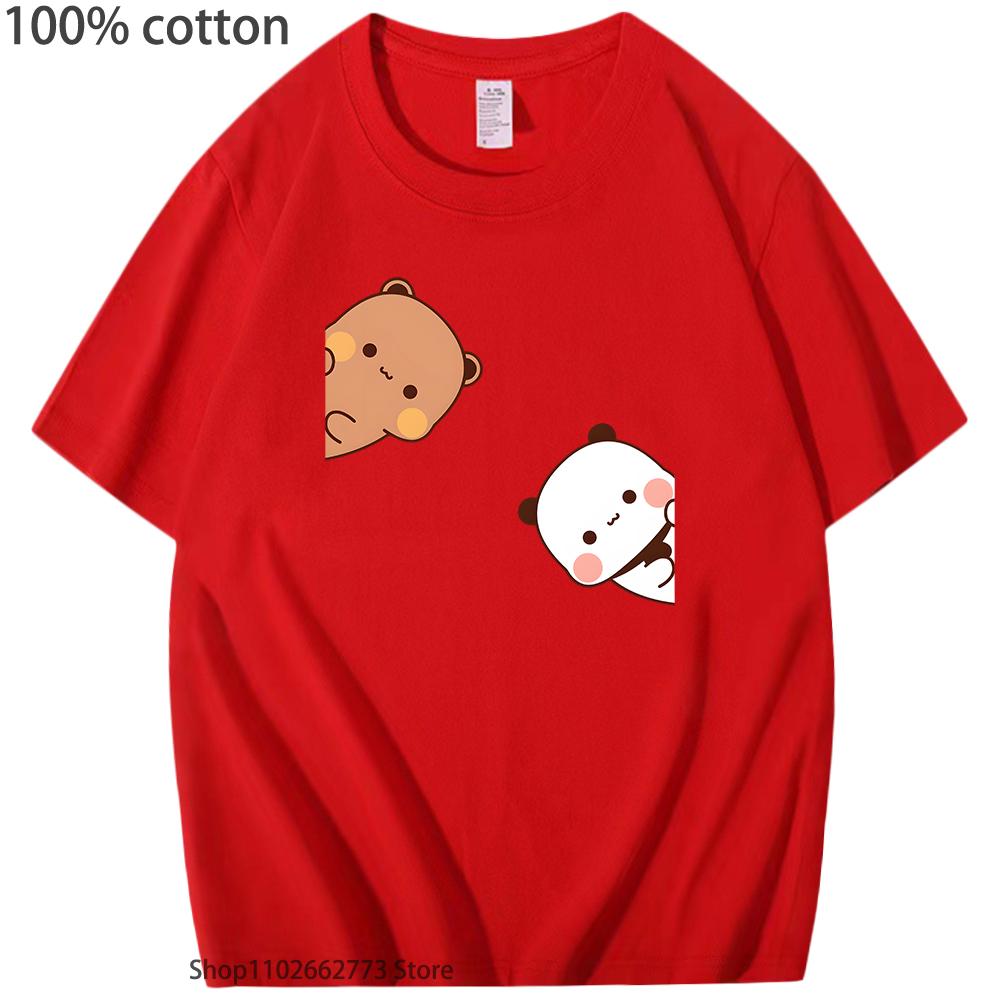 Bubu Dudu Shirt Couple Tops Cartoon Panda Bear Women Men Summer T-Shirts Kawaii Cotton Tshirt Korean Tees Harajuku