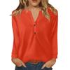 Women's T Shirt Solid Color Button Long Sleeve Daily Weekend Fashion Basic V- Neck Regular Top