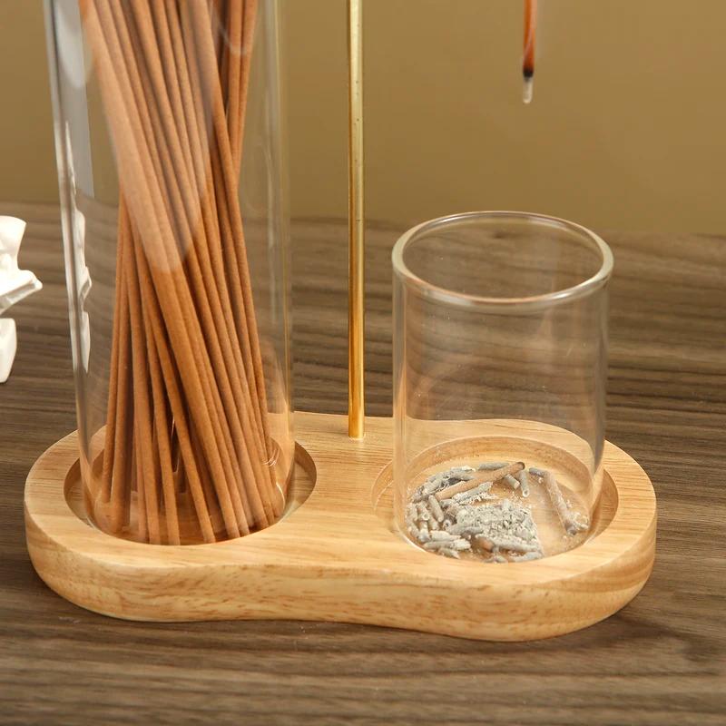 2 X 1 Incense Burner Dust Fly Ash Resistant Incense Burner with Removable Glass Soot Collector