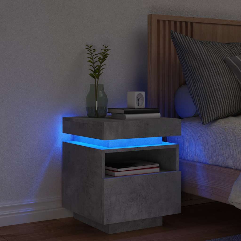 Vidaxl LED Nightstand, Concrete Grey, 40X39X48.5 Cm