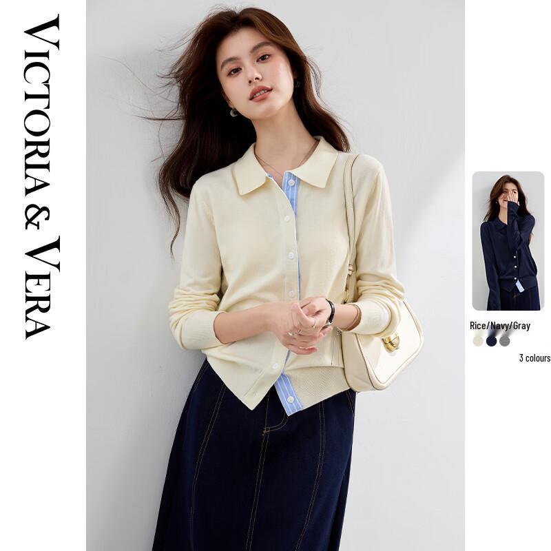 

Women s Striped Patchwork Knitted Cardigan L