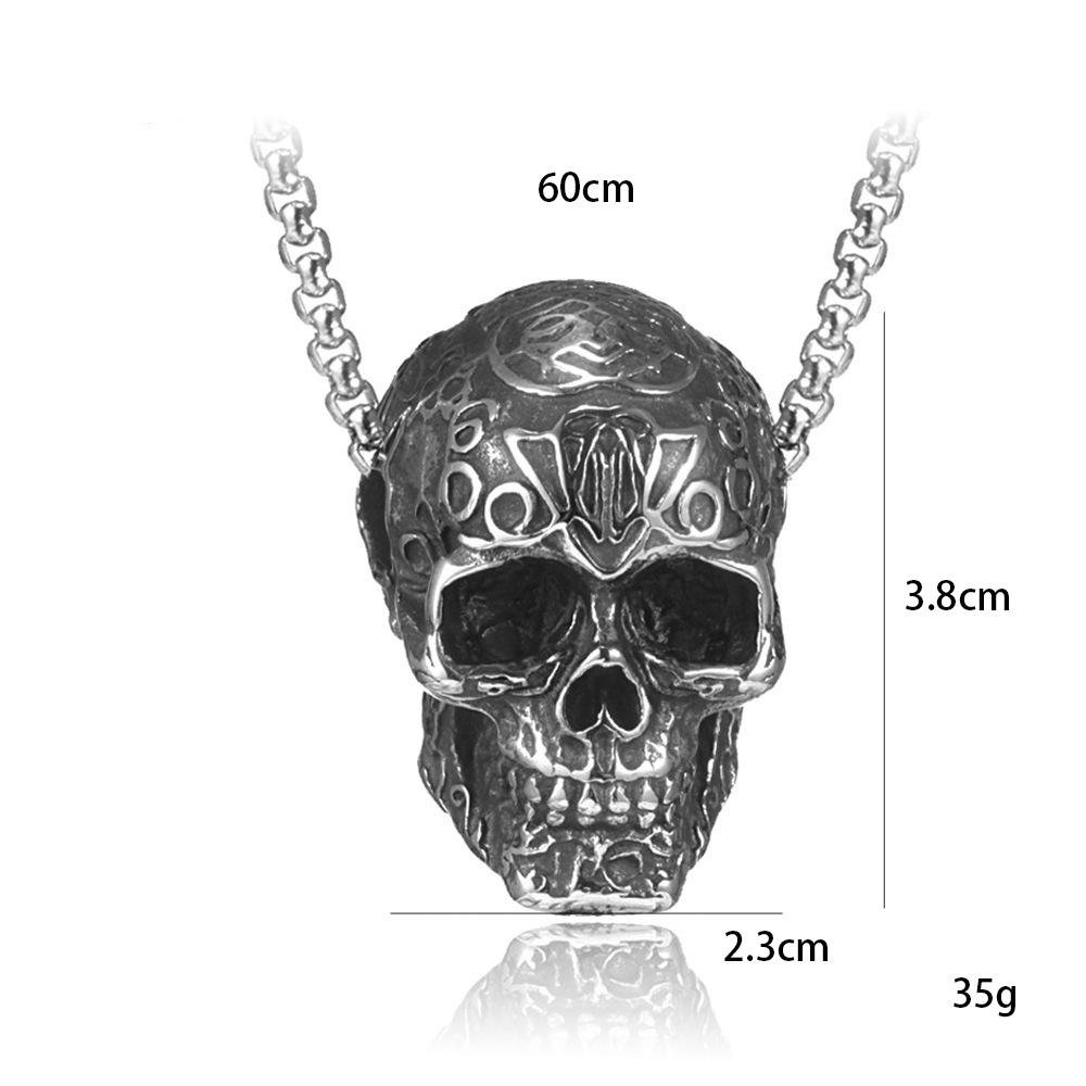 Vintage Hip-Hop Punk Skull Pendant Necklace For Men Alloy Steel Retro Style Skull Pendant Necklace Jewelry Gifts