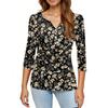 Women's T Shirt Print Button 3/4 Sleeve Daily Weekend Fashion Basic V- Neck Regular Top