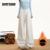Women's High-Waist Fleece-Lined Wide-Leg Casual Pants
