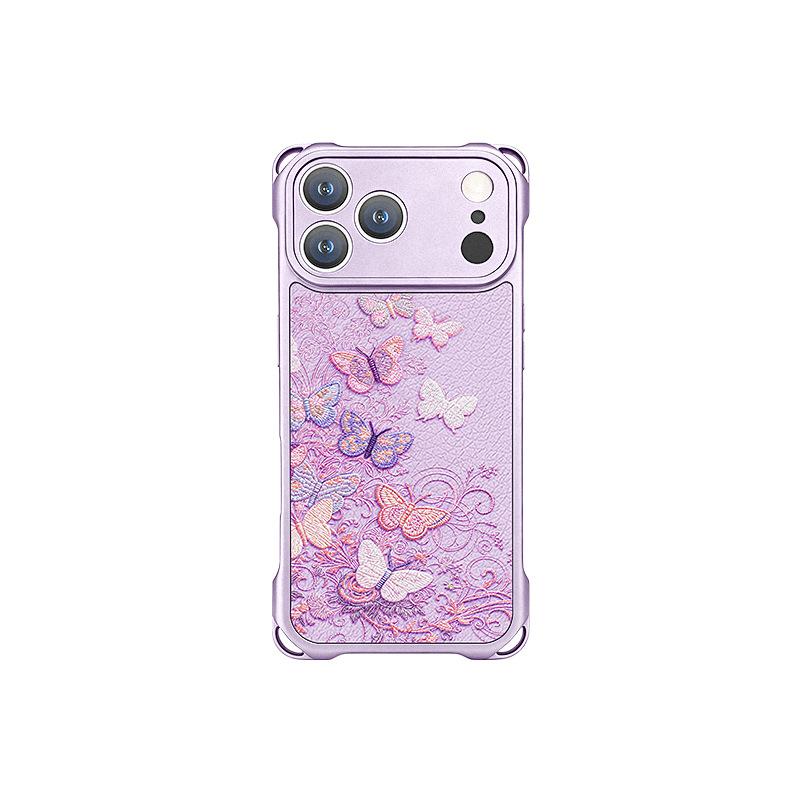Color butterfly for iphone17promax Apple 13 mobile phone case 15 four-corner lanyard 16 silicone 14 crossbody