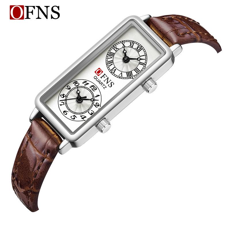 OFNS Double Quartz Time Digital Roman Numeral Waterproof Retro Rectangular Women s Wristwatch