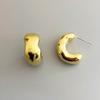 Irregular C-shaped Geometry Golden Stud Earrings for Women Girl Korean Love Aesthetic Daily Life Minimalist Jewelry