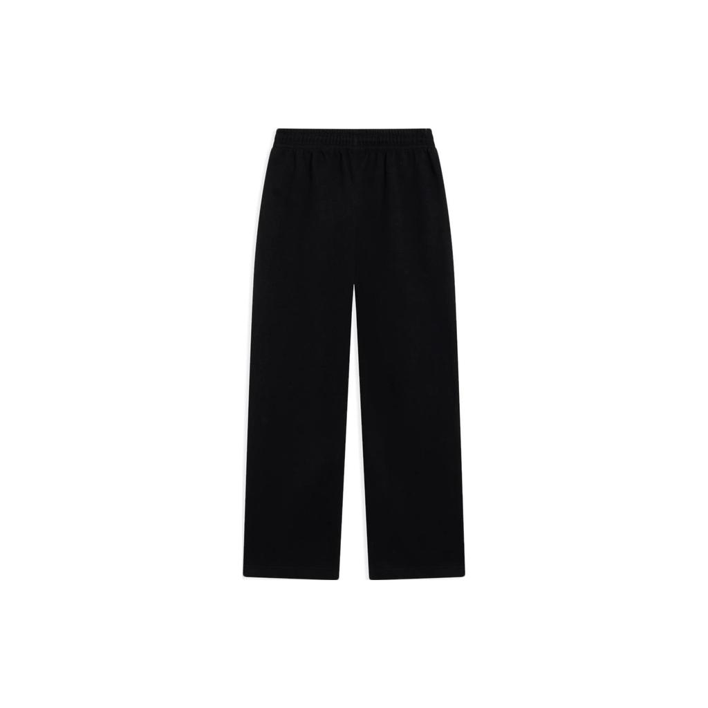 Li Ning Sports Lifestyle Series Solid Color Drawstring Elastic Waist Straight Leg Knit Sports Pants Women Bottoms Black AKLSH08-2