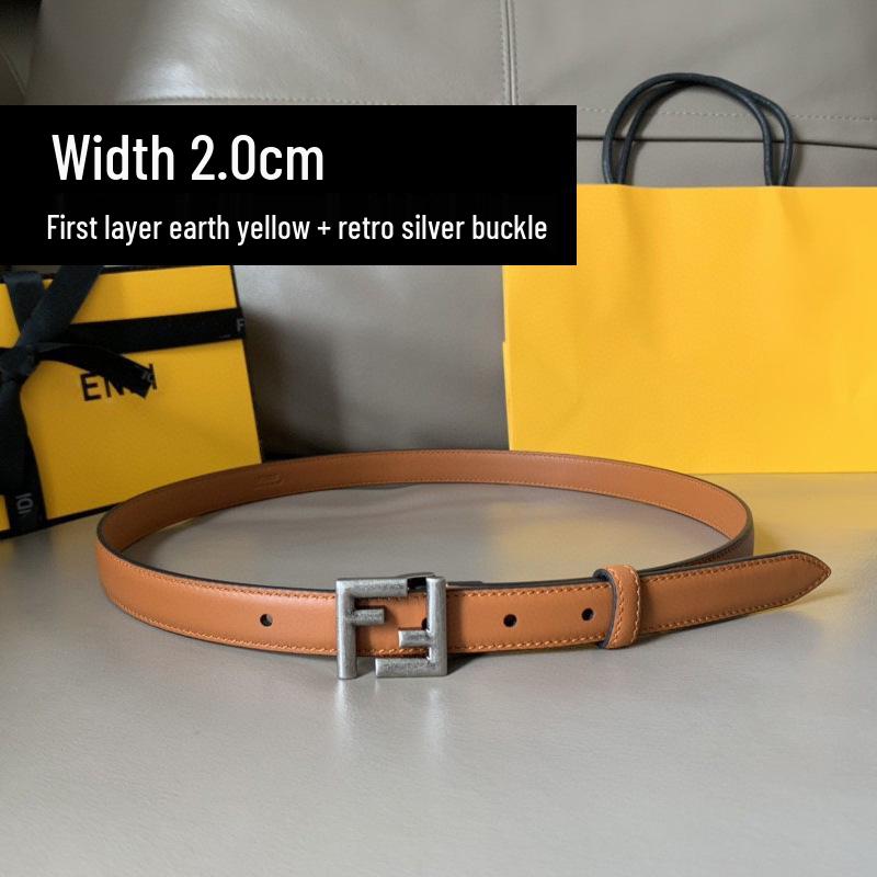 Korean Style Retro Women's Leather Belt with FF Buckle