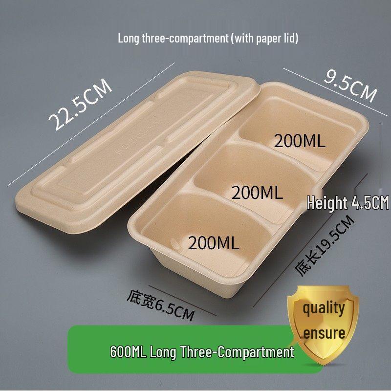 ZISIZ Disposable 4-Compartment Paper Pulp Lunch Box