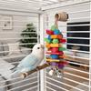Multi Colored Parrot Chew Toys Bite Resistant Hanging Rainbow Bite String Blocks with Bells Parrot Standing Branches Training