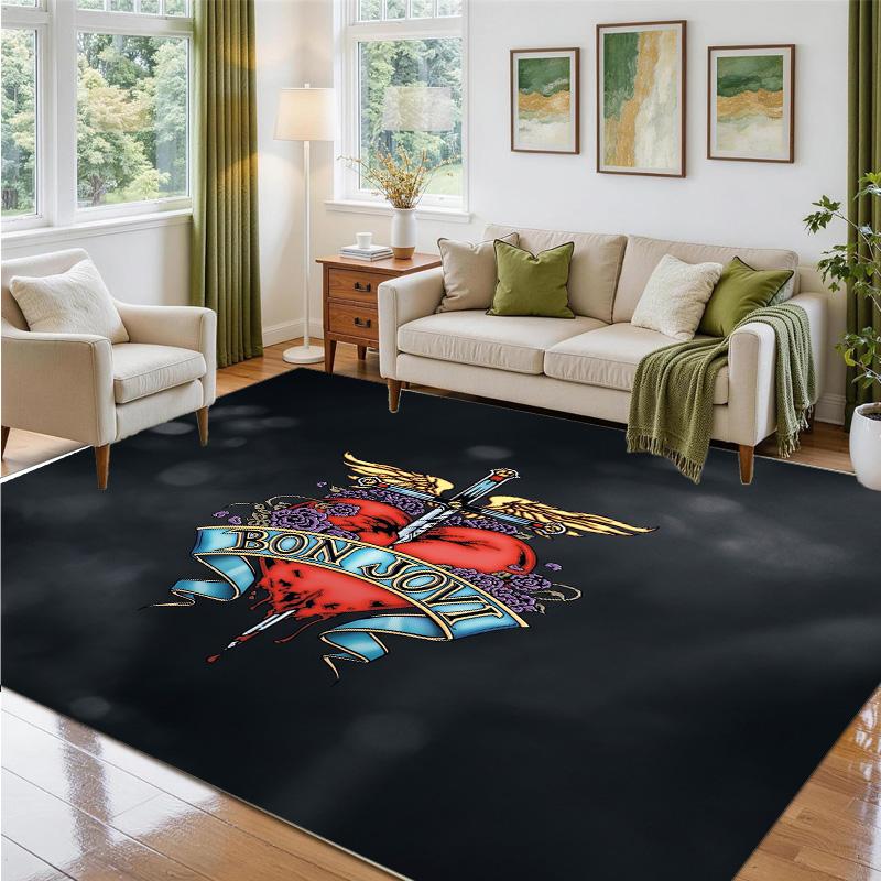 Bon Jovi Design Crystal Velvet Rug Soft Decorative Mat for Bedroom Entrance