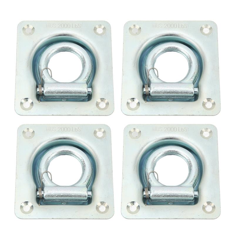 4pcs Recessed Trailer Rope Ring Stainless Steel Tie Down D Ring 2000lb Breaking Force Cargo Anchor For Vans Trailers