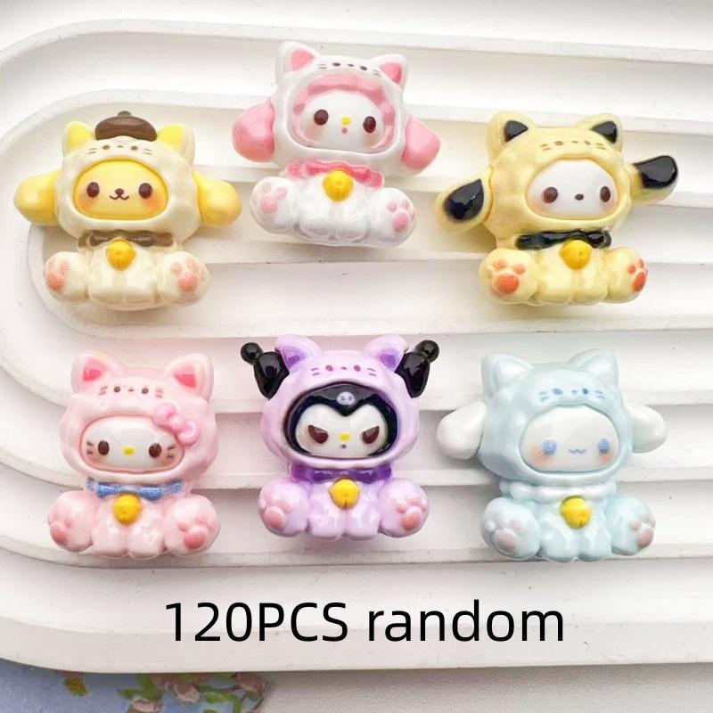 24/120PCS Cartoon DIY Resin Accessories, Cute Hats, Bells, Cream Glue Handmade Hair Clips, Phone Cases, Accessories