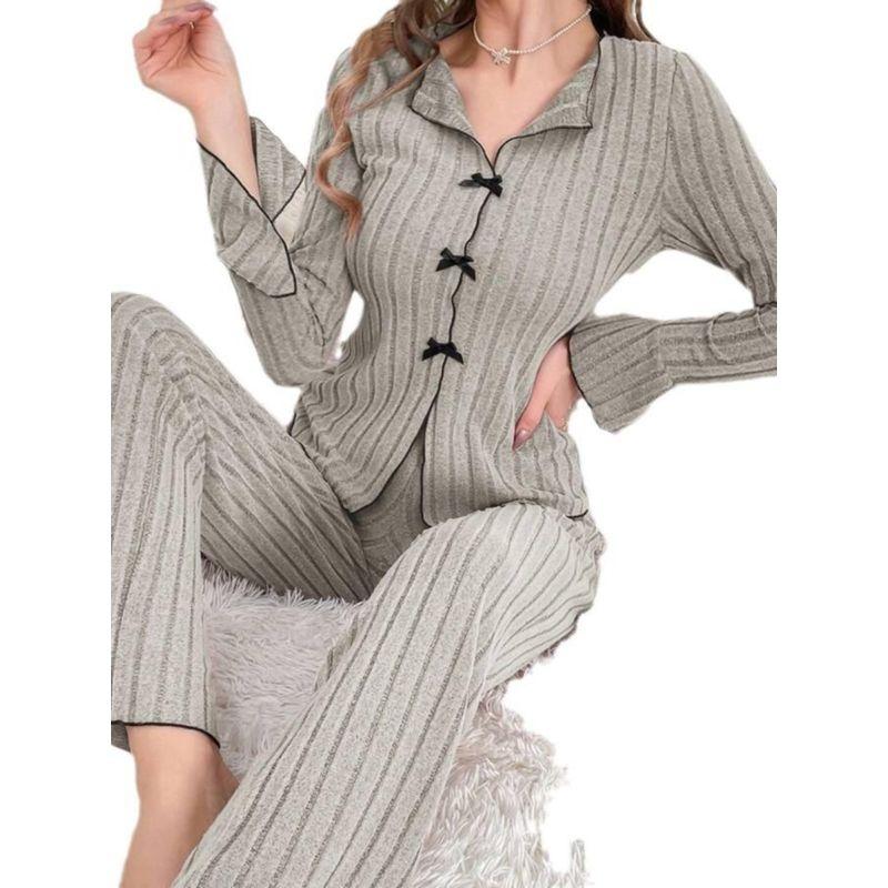 Pajamas Casual Long Sleeve Pants Can Be Outerwear Homewear Two-piece Set Two Piece Home Suit Set