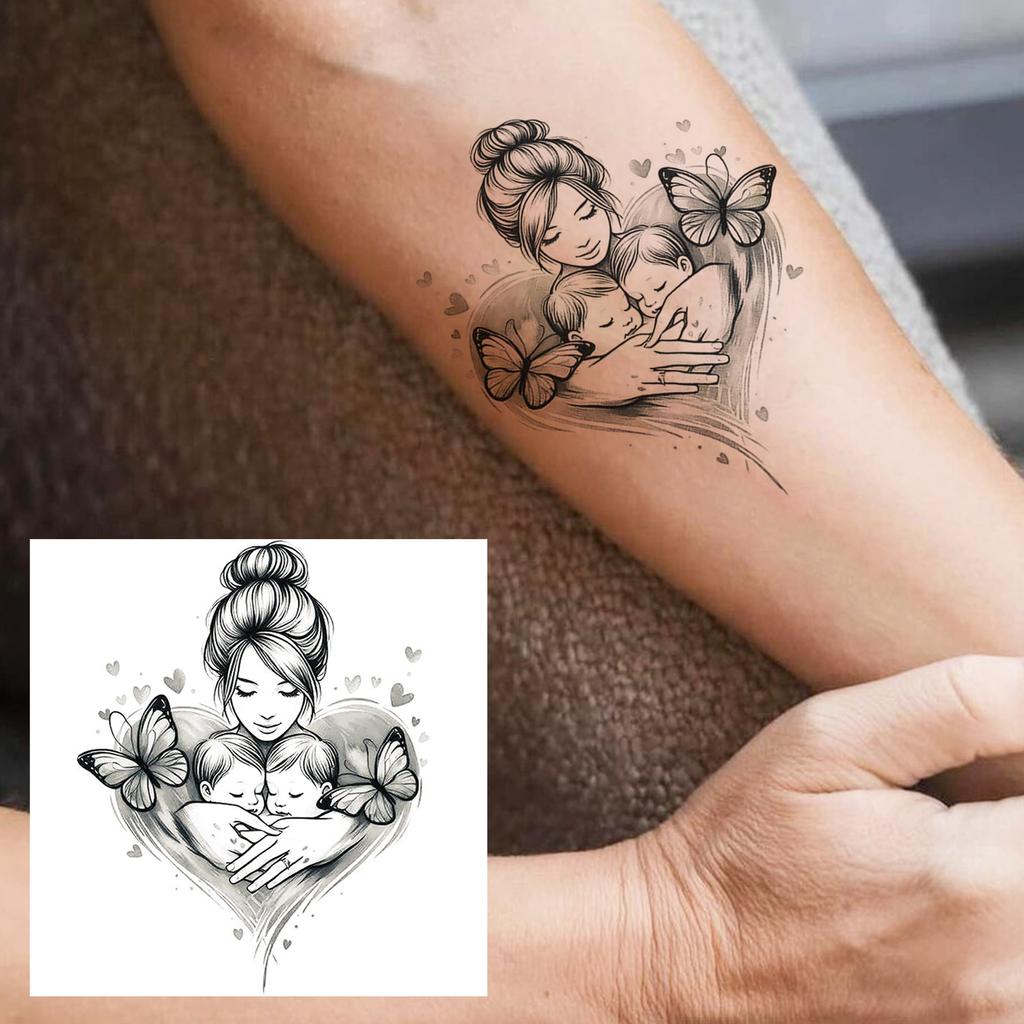 1 Sheet Butterfly Family Angel Dandelion Temporary Tattoos For Adult Hands Arm, Fake Tattoo Stickers Realistic Tatoos Last Long