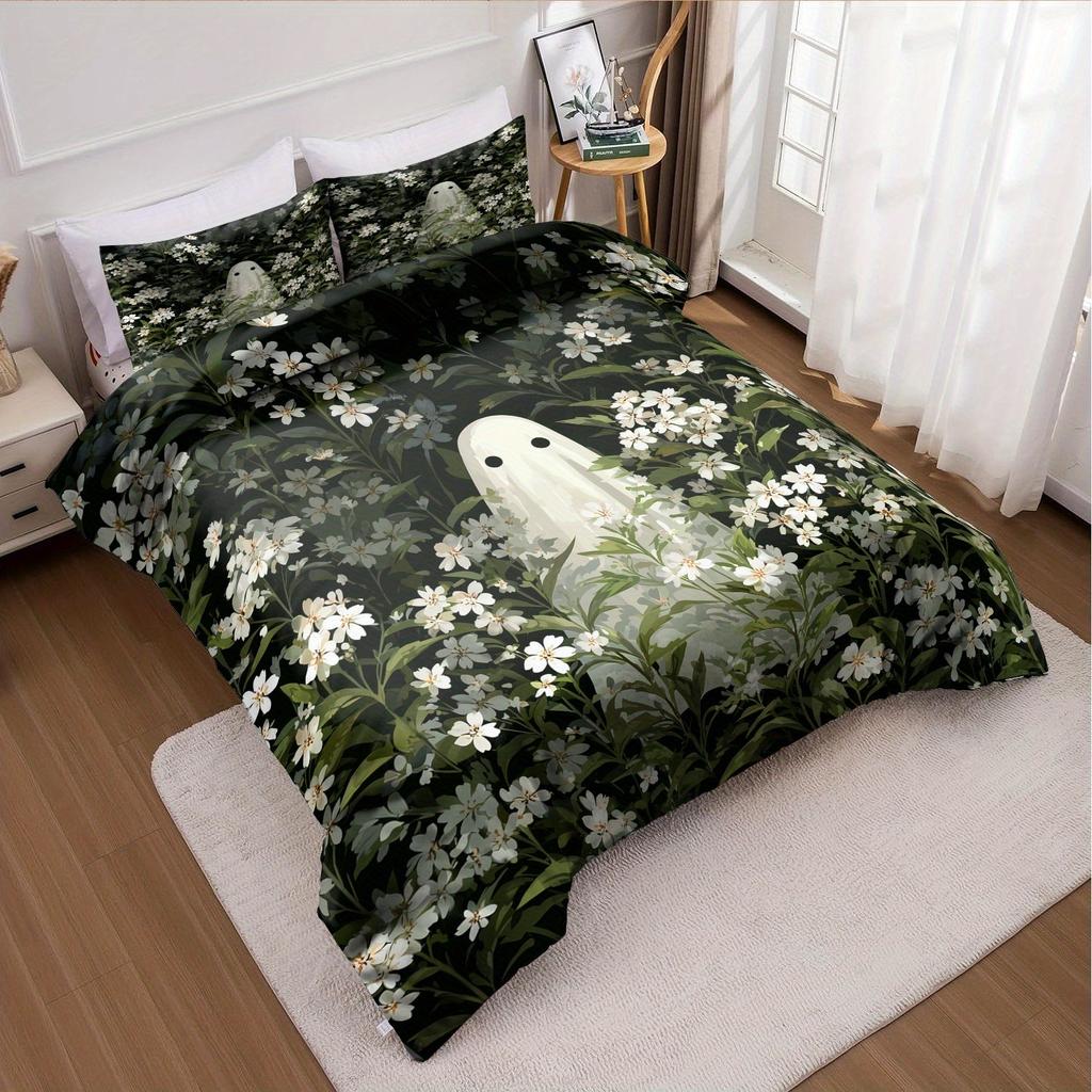 3Pcs Halloween Duvet Cover Set Without Core Quilt Cover With 2 Pillowcasessoft And Machine Washable Bedding Set For Bedroom