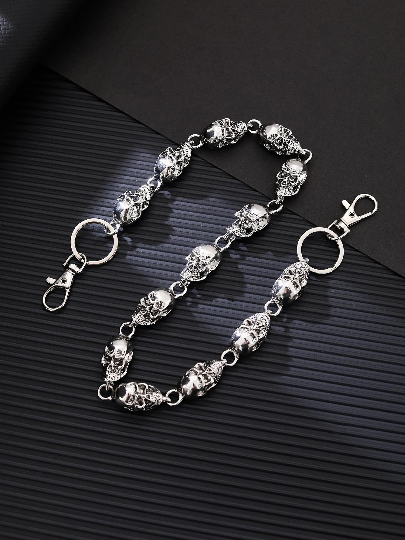 Metal Skull Head Denim Chain Dark Skull Belt Cool Casual Accessory for Both Men and Women X189