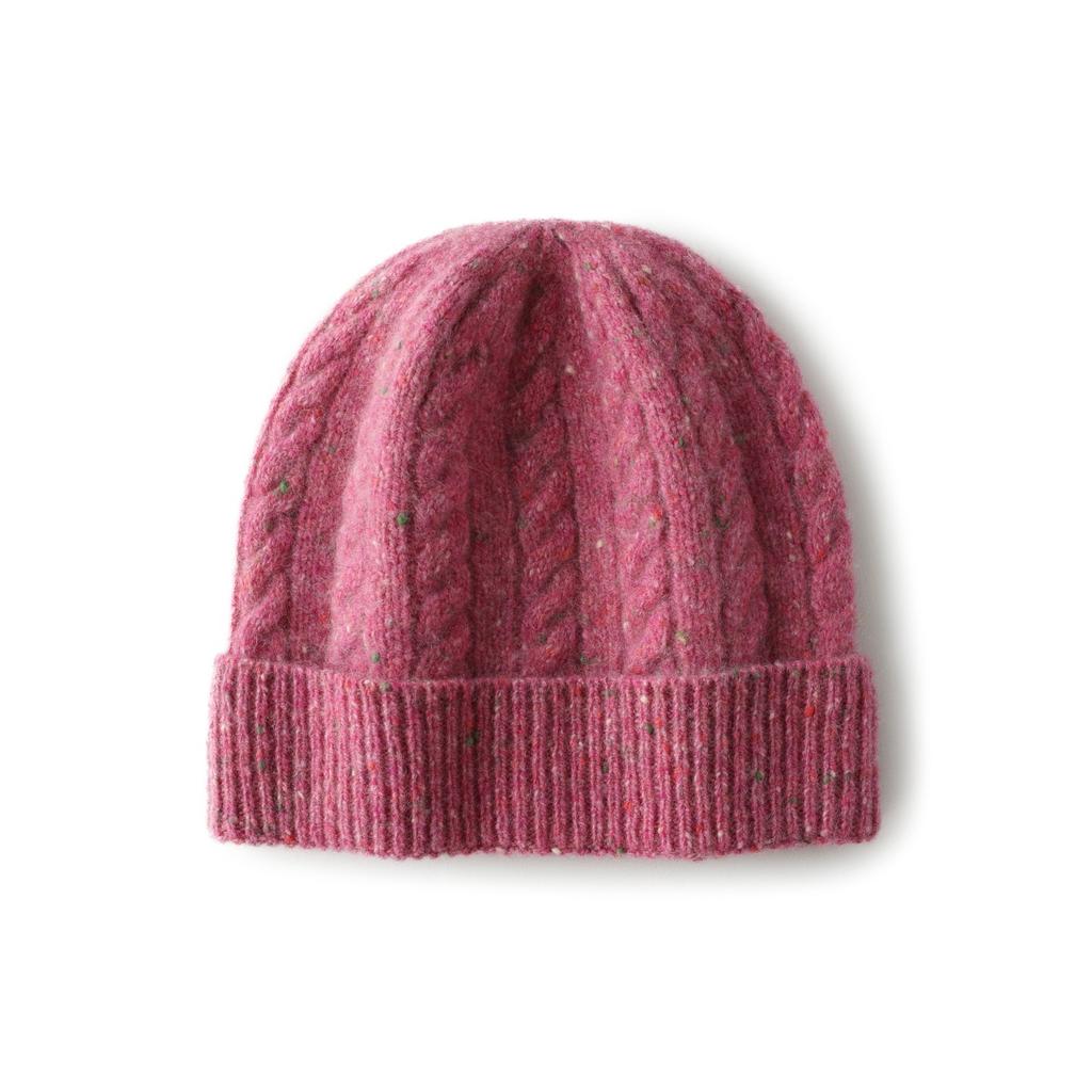 Autumn and winter% pure cashmere hats men's and women's solid color twist twisted knitted hats, thermal ear protectors, and flanged hats.