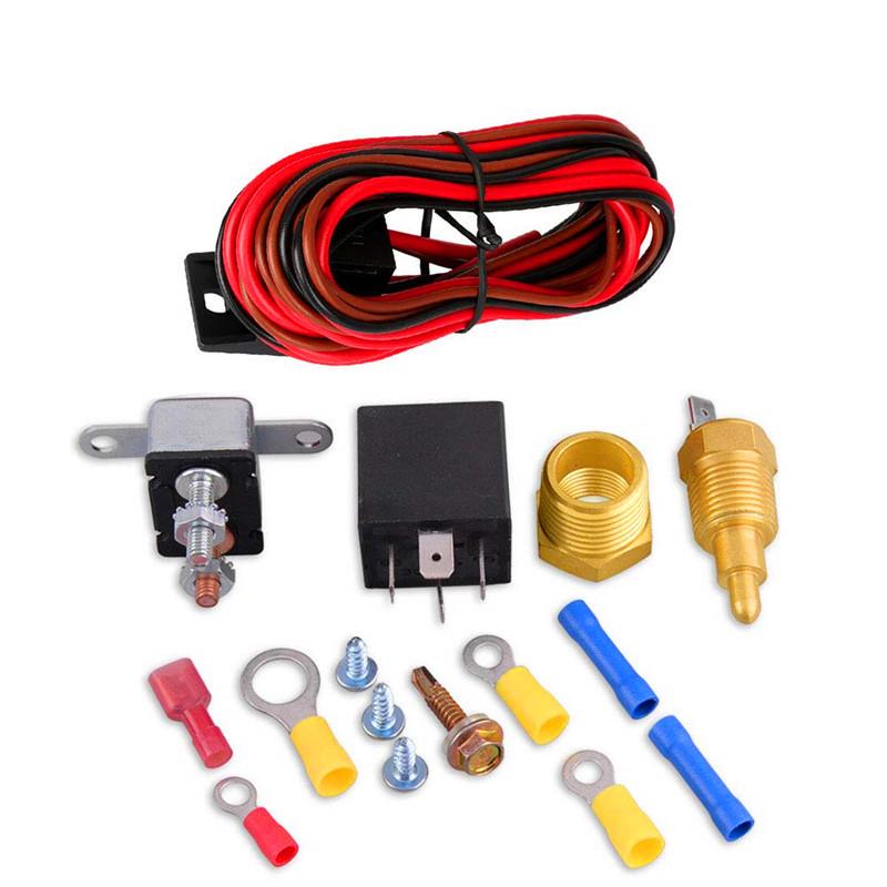 185 Degree On 175 Off Engine Fan Thermostat Temperature Switch 40 amp Relay Kit