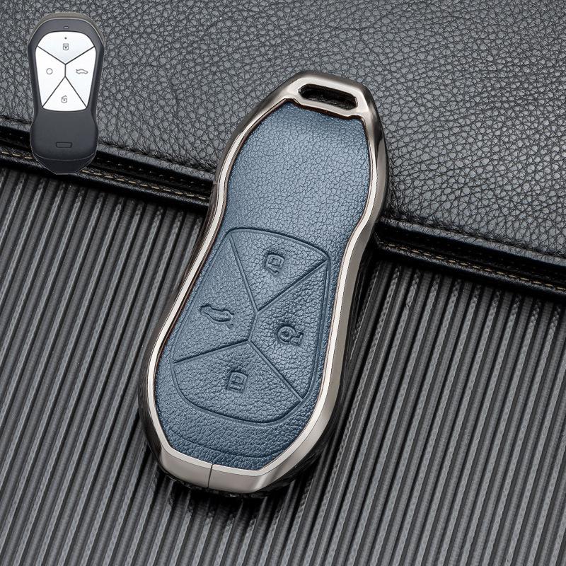 Signal Unobstructed, Suitable for Xiaopeng P7 G9 G3 P5 Metal All-inclusive Double-sided Leather Car Key Protective Case