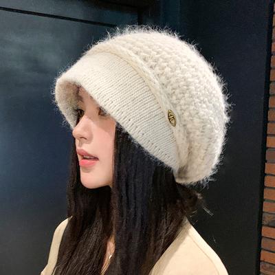 French Knitted Hat Women's Autumn and Winter Double Wool Hat Warm Ear Protector