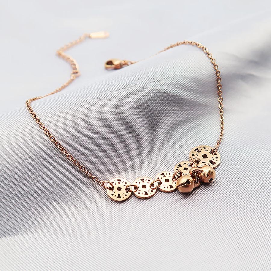 Titanium Steel Vintage Coin Anklet for Women, No Need to Remove While Bathing, Convenient and Simple, Light Luxury Niche Design Leg Chain