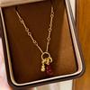 18k real gold electroplated red oil drip gourd pendant necklace temperament personalized collarbone chain necklace