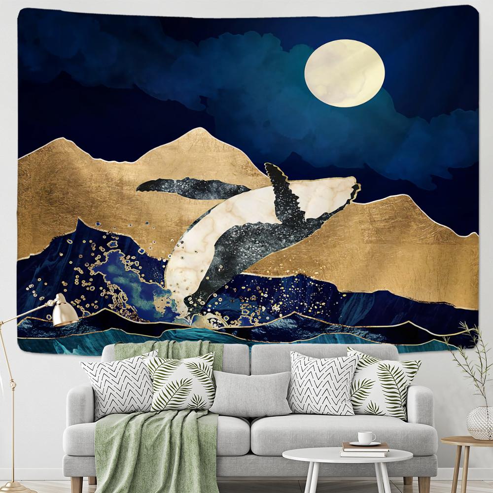 

Винтажная картина маслом «Падение кита», гобелен, настенный простой геометрический узор, стиль бохо, домашний декор стены 95x70cm