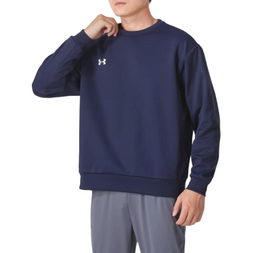 Under Armour Logo Round Neck Pullover Sports Long Sleeve Sweatshirt Unisex Sweatshirt Navy-Blue 24600305-409