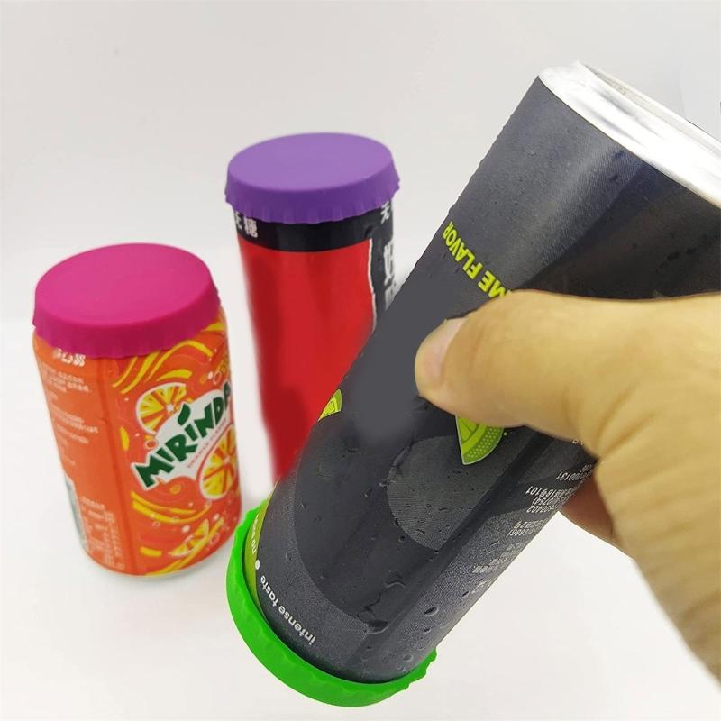 Set of 6 Silicone Beverage Can Lids Beer Can Caps Covers Portable Drink Sealers Assorted Color Lid Protectors Tool