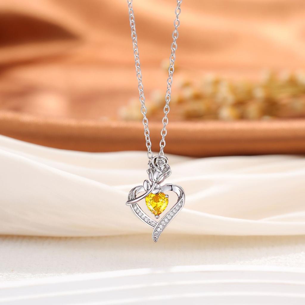 Hot Sale Rose Love Diamond Pendant Necklace Mother's Day Gift Jewelry